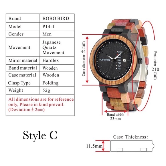 Luxury Multi Tone Colorful Wood Quartz Watch - Picture 16 of 16